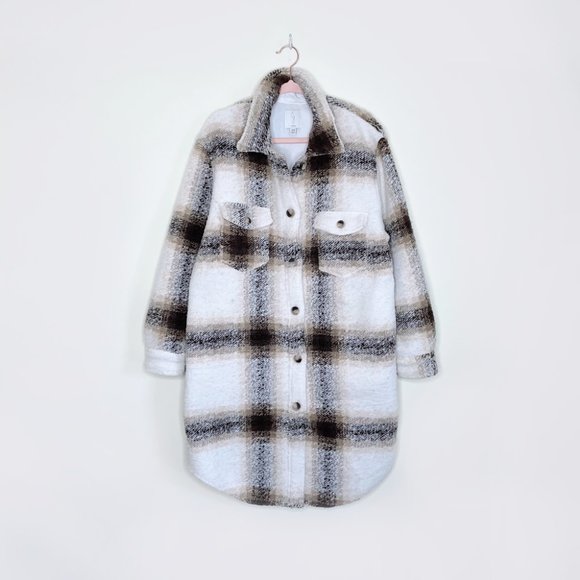 Joie Jackets & Blazers - ⚡️SOLD⚡️ joie windowpane plaid woven long shirt jacket - size medium